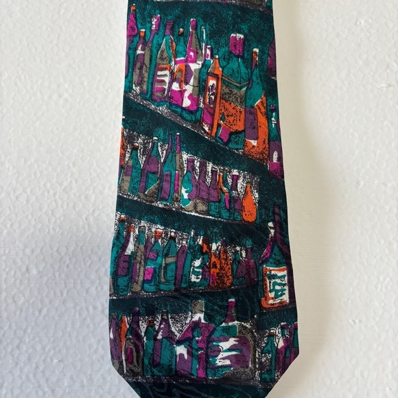 Business People 100% Silk Neck Tie Multi Color Bottle - Picture 2 of 5